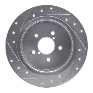 Subaru Outback Brake Rotor (1) - Rear Right - R1 Concepts - Drilled & Slotted - Silver - `05-`09